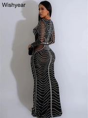 Evening Dresses: Luxury Formal Occasion Diamonds Rhinestones Deep V-neck