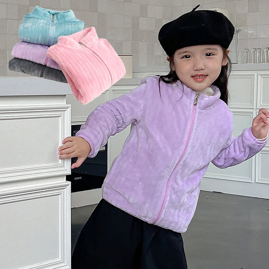 Jackets for Girls Children's Zipper Coats Baby Fleece Warm Soft Outwear Kids Coat