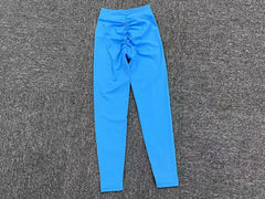 Seamless Yoga Sets Sports Fitness High V Waist Peach Hip-lifting Skinny Running
