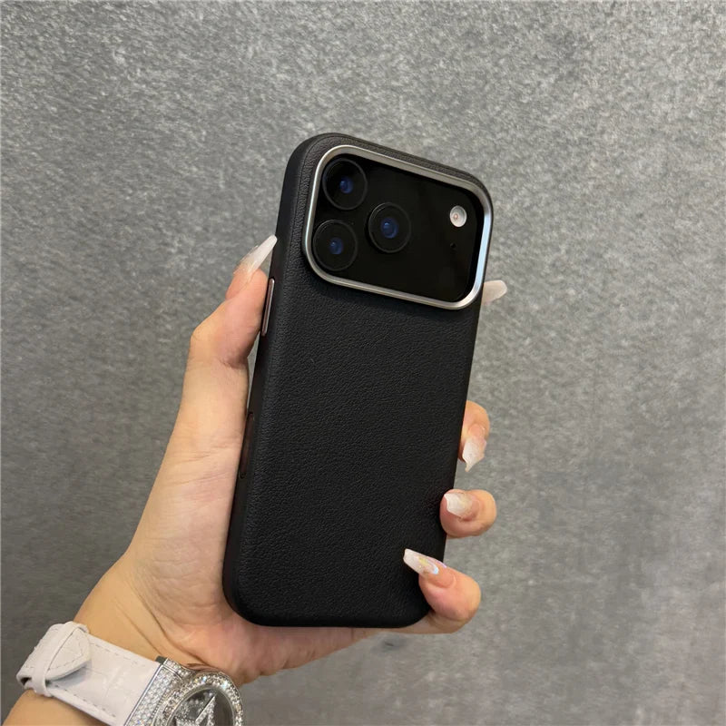 Solid Color PU Leather for Magsafe Case For iPhone 17Air 17Pro 17Pro Max Active Touch Camera Button Lens Protection Cover