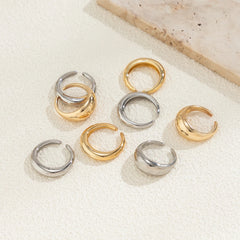 8 Pcs Chunky Open Smooth Surface Rings Set for Women Trendy Gold Color and Silver