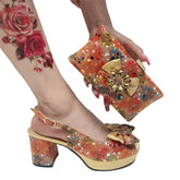 Matching Shoes and Bags: Ladies Italian Sandals and Bag Set Gold Italian Sandals