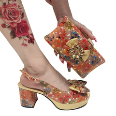 Matching Shoes and Bags: Ladies Italian Sandals and Bag Set Gold Italian Sandals