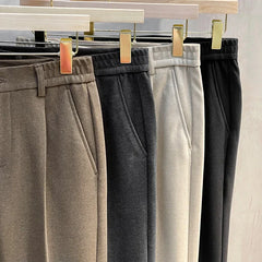 Autumn Winter Men's Woolen Suit Pants Formal Business Office Slim Straight