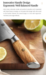 1-8pcs Kitchen Knife Set 73 Layers Custom Damascus Steel 15°±1 Per Side Steel Blade