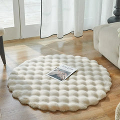 Plush Round Rug Winter Warm Faux Fur Carpets for Living Room Super Soft Fluffy