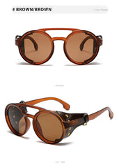 New Unisex Vintage Steampunk Sunglasses Men's Designer Designer Retro Round Leather Sun Glasses Steam Punk Outdoor Goggles UV400