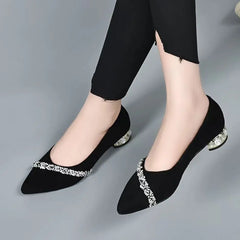 Women's Summer Footwear Diamond Shoes for Woman Rhinestone Office Low Heel