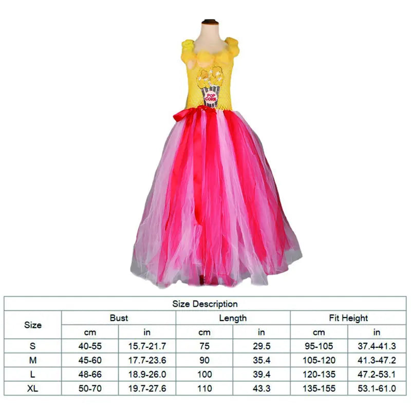 Festive Popcorn Costume For Teen Girl Lace TUTU Dress Christmas Child Up Sling