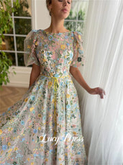 Homecoming Dresses: A Floral Embroidery Fabric Coming of Age Dress