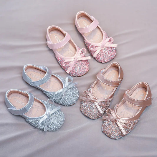 Children Crystal Princess Leather Shoes Kids Toddler Baby School Mary Janes