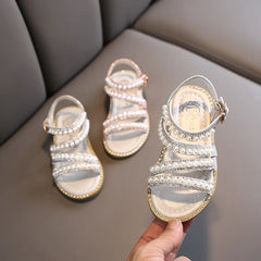 Girl Sandals Summer Fashion Kids Baby Girls Bling Rhinestone Princess Single Sandals