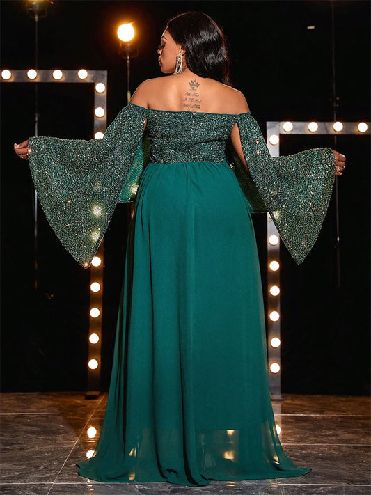 Women Plus Size Maxi Dresses Formal Party Dress Fashion Sequin