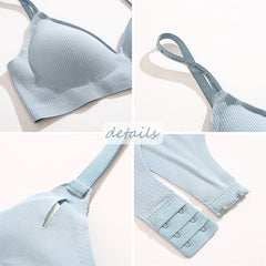 Women Wireless Bra Deep V Padded Bralette S-XL Trendy Stripe Knitting Bras