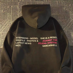 American Retro Harajuku Letter Print Women Hoodie Y2k Top High Street Oversized