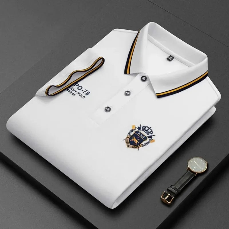 New Mens Embroidered Polo Shirts Summer Short Sleeve Shirt Luxury Top Lapel Streetwear Men Breathable Lightweight T Shirt Homme