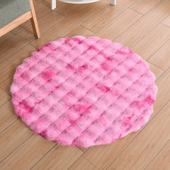 Faux Fur Round Carpets Luxury Bubble Shaped Plush Rugs for Bedroom Decor Non Slip