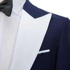 Mens Beach Wedding attire: Men Suits White Satin Peak Lapel Tailor-Made Prom Tuxedo