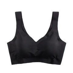 Women Seamless Ice Silk Bra Removable Chest Pad Lifting Bralette Underwear