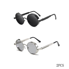 Classic Gothic Steampunk Sunglasses Men Women Brand Designer Vintage Round Metal Frame Sun Glasses High Quality UV400