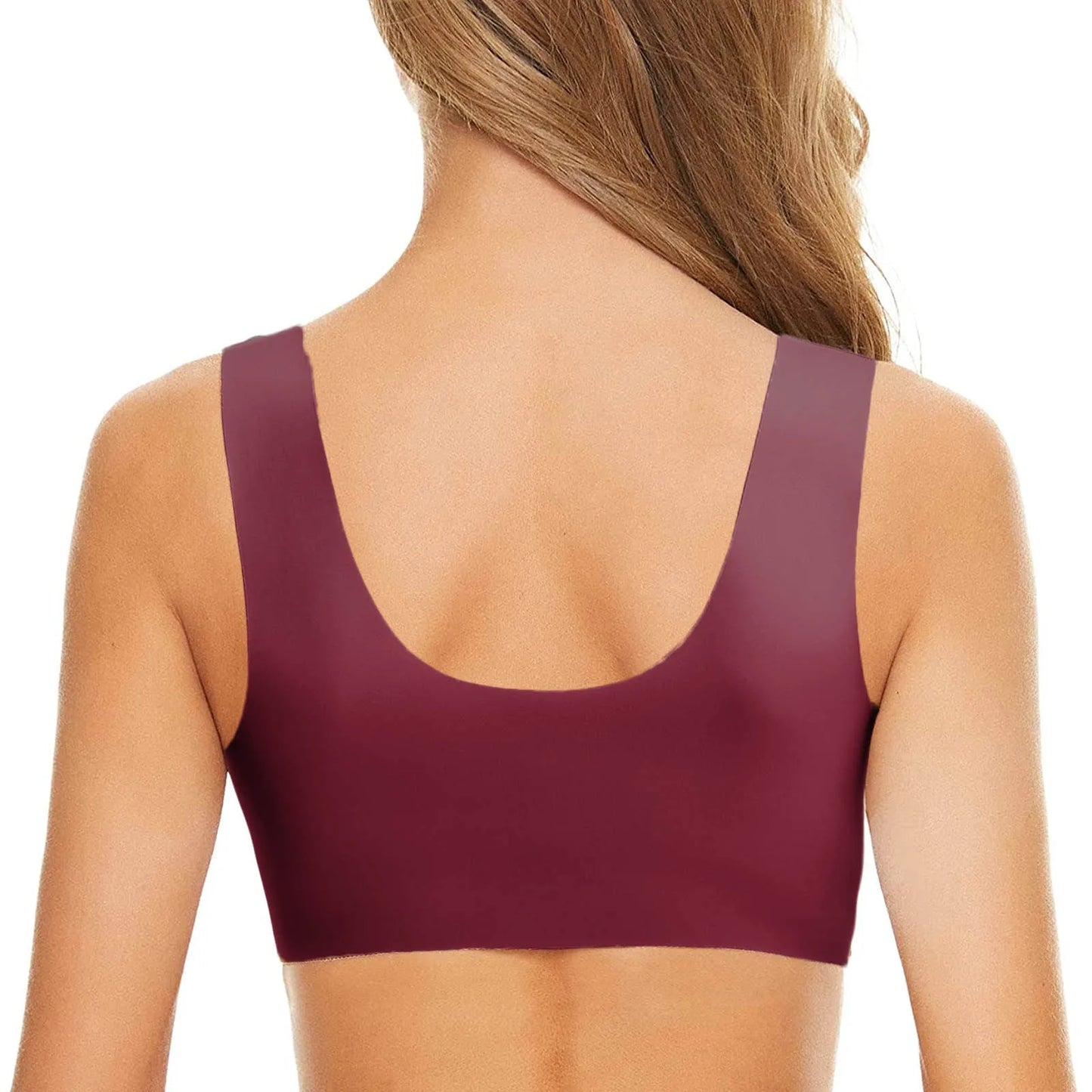 Womens No Steel Ring Front Close Bra Lingerie T Back Seamless Unlined Bra
