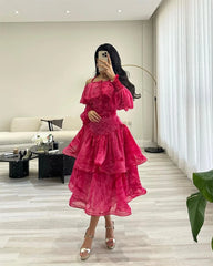 Homecoming Dresses: A-line PartyLayered Flowers Chiffon Occasion Evening Gown