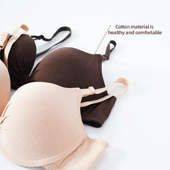 Women Cotton Gathered Bra Deep V Underwire Ladies Brassiere Push Up