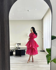 Homecoming Dresses: A-line PartyLayered Flowers Chiffon Occasion Evening Gown