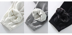 Sweatpants Women Winter Straight Leg Fleece Pants Elastic Waist Gray Velvet Trousers