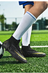 Mens Soccer Cleats High Ankle Football Shoes Long Spikes Outdoor Soccer