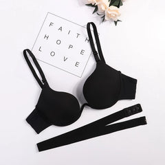 Women Low Cut Push Up Bra Backless Underwear Deep V Cross Back Bras