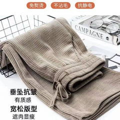 Autumn Winter Elastic Waist Loose Casual Wide Leg Corduroy Pants