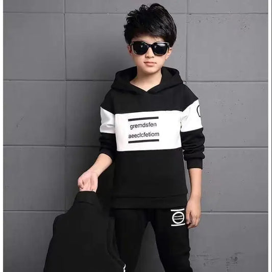 3pcs/set 2025 winter Boys tracksuit Autumn Teenager Clothes splicing velvet jacket + hooded + Pant Children 4 8 9 10 11 12 year