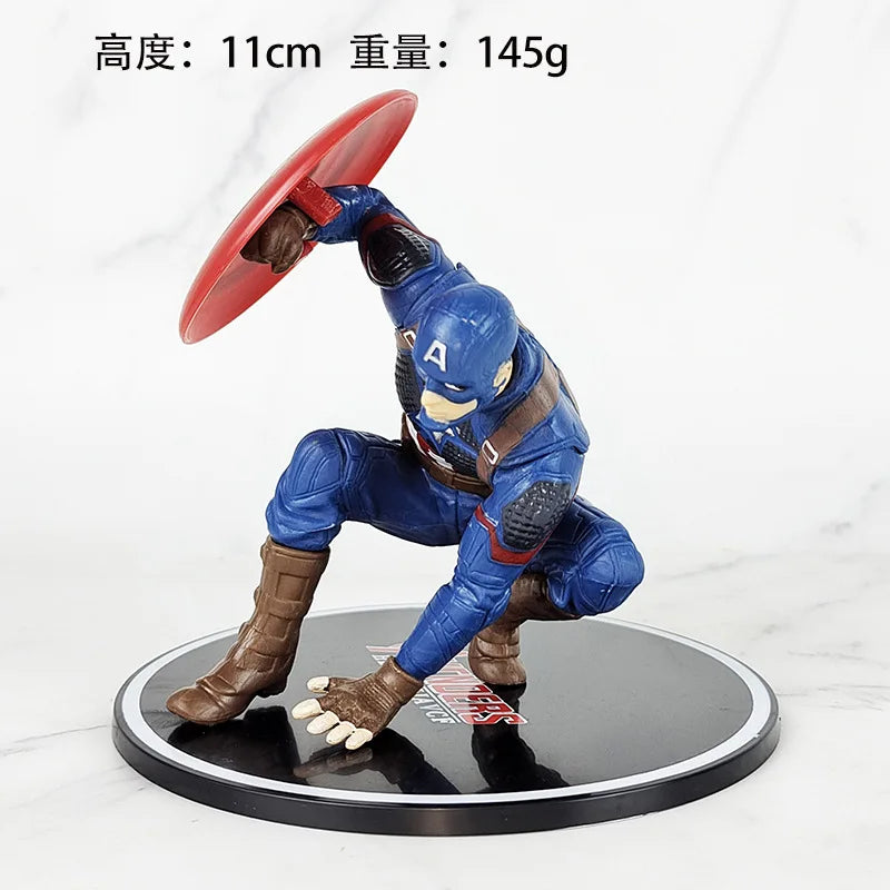 Marvel Action Figures Hulk Capain America Ironman Spider man Model Collecion With Base 10-13CM