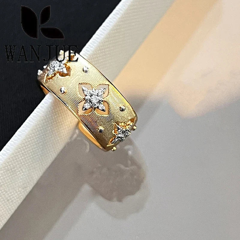 Italian hand-brushed craftsmanship palace style retro women's ring bracelet necklace earring set fashion romantic party gift