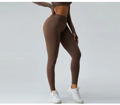 V Back Sport Leggings Female Train Gym Pants Woman Running Workout Leggings