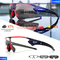 Cycling Glasses Red Photochromic Cycling Sunglasses Outdoor Bike Eyewear