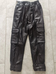 Genuine Leather Women's Pants Spring Autumn Streetwear Women Leisure