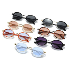 Men Sunglasses Vintage Semi-Metal Women Gradient Shades UV400 Blue