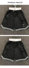 Men's Casual Shorts Black White Stitching 7 Printed Basketball Pants Fitness Sports