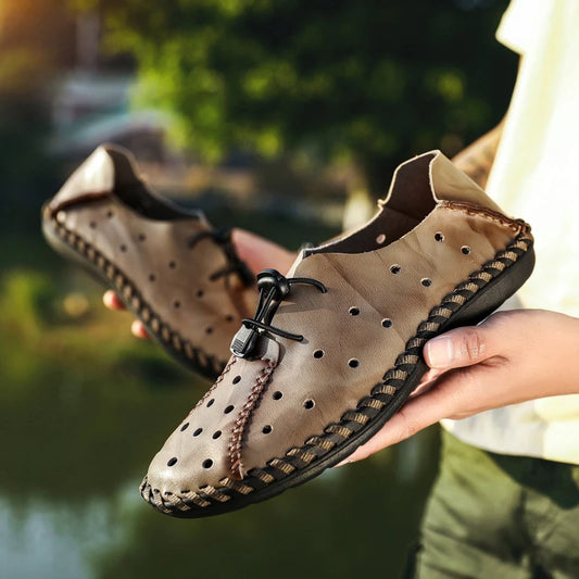 Men's Leather Shoes Breathable Driving Shoes Luxury Brands Formal