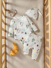 Baby Boys Newborn Soft Long Sleeve Open Stitch 2pcs Pantsuits Casual Daily For Autumn +Hat