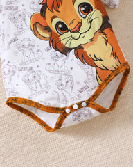 0-18 Month old Baby Boy Set Cartoon Lion Print Top, Pants, Hat Three Piece Set, Newborn Baby Boy Summer Fashion Set