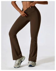 Women Wide-leg Pants Yoga Leggings Tights High Waist Leisure Flared Pants Dance