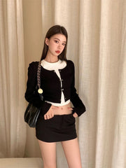 Crop Top Cardigan Popular Women's Top with Sleeve 2pcs Set Fashion Tank Top Y2k