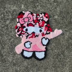 Cartoon Anime Pink Soft Tufted Rug 3D Irregular Plush Kawaii Girls Bedroom Bedside