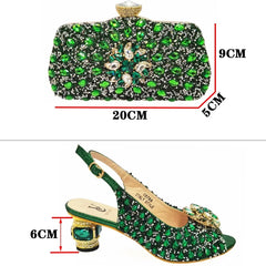 Matching Shoes and Bags: Pointed Toe Crystal Design Thin Heel Ladies Shoes