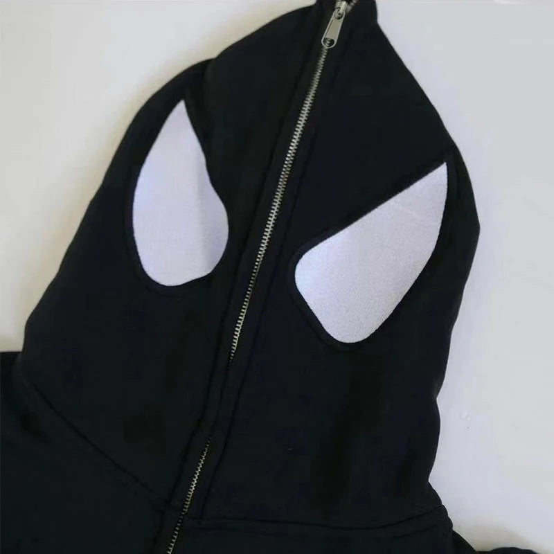 Y2k Men Spider Print Hoodies Women Hip Hop Zip Up Long Sleeve Jacket Coats