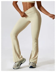 Women Wide-leg Pants Yoga Leggings Tights High Waist Leisure Flared Pants Dance