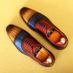 Colorblocking Oxford Dress Men Shoes Wedding Formal Man Shoe Party Office Business Designer Genuine Leather Shoes Men